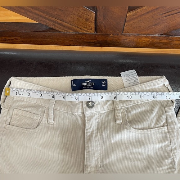 Hollister High Rise Flare 1R waist 25 ivory cream corduroy flare pants festival - Picture 5 of 15